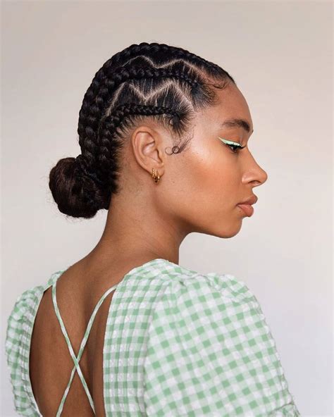 natural bun with braiding hair